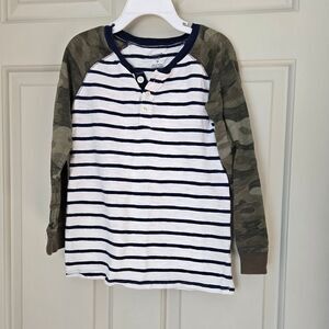 *free Carters Boys Striped Navy and White Kids Shirt with Camouflage Sleeves